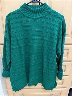 LOFT Emerald Green Ribbed Turtleneck Sweater